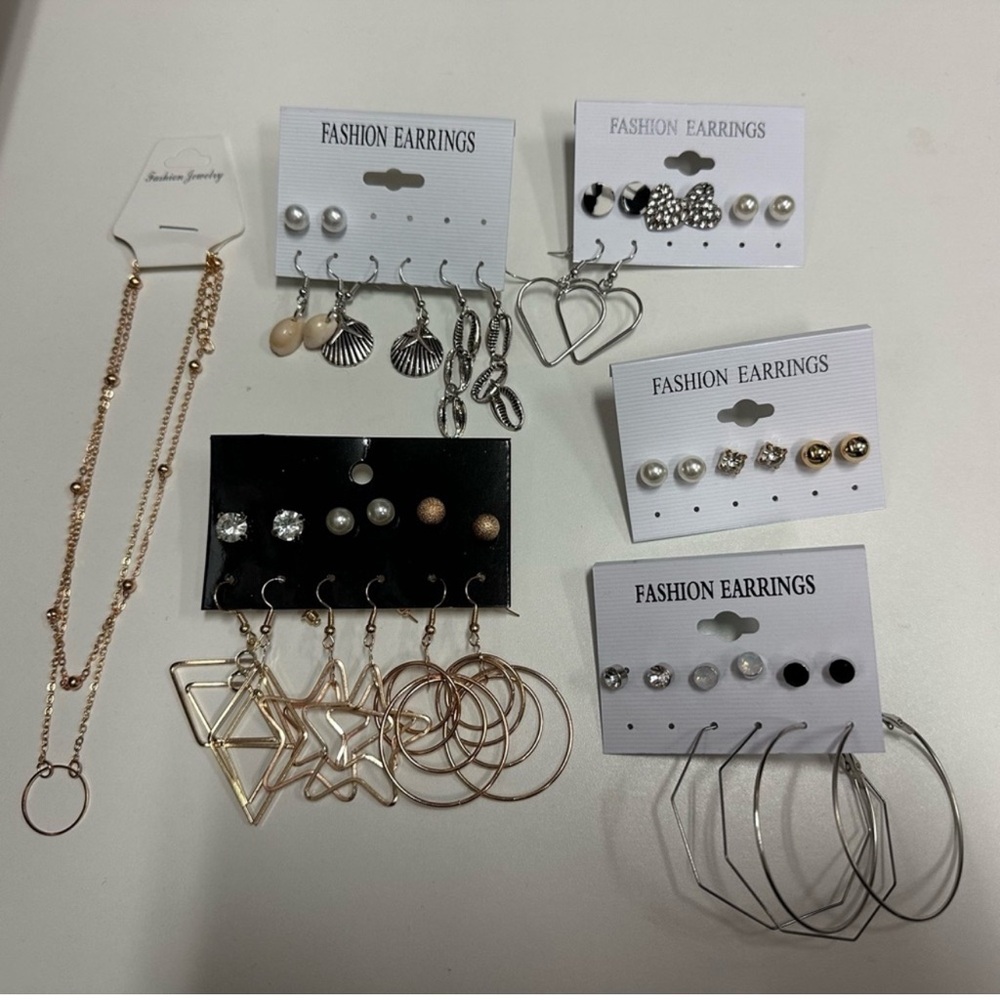 Elegant Gold and Silver Earring Set